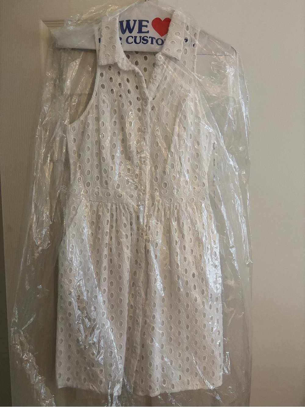 Marineblu White Eyelet Sleeveless Shirt Dress